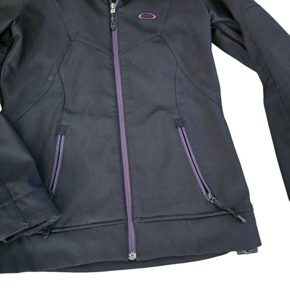Oakley Full Zip Jacket Women's Medium Black Lined Hooded Zip Pockets Gorpcore - Picture 2 of 6